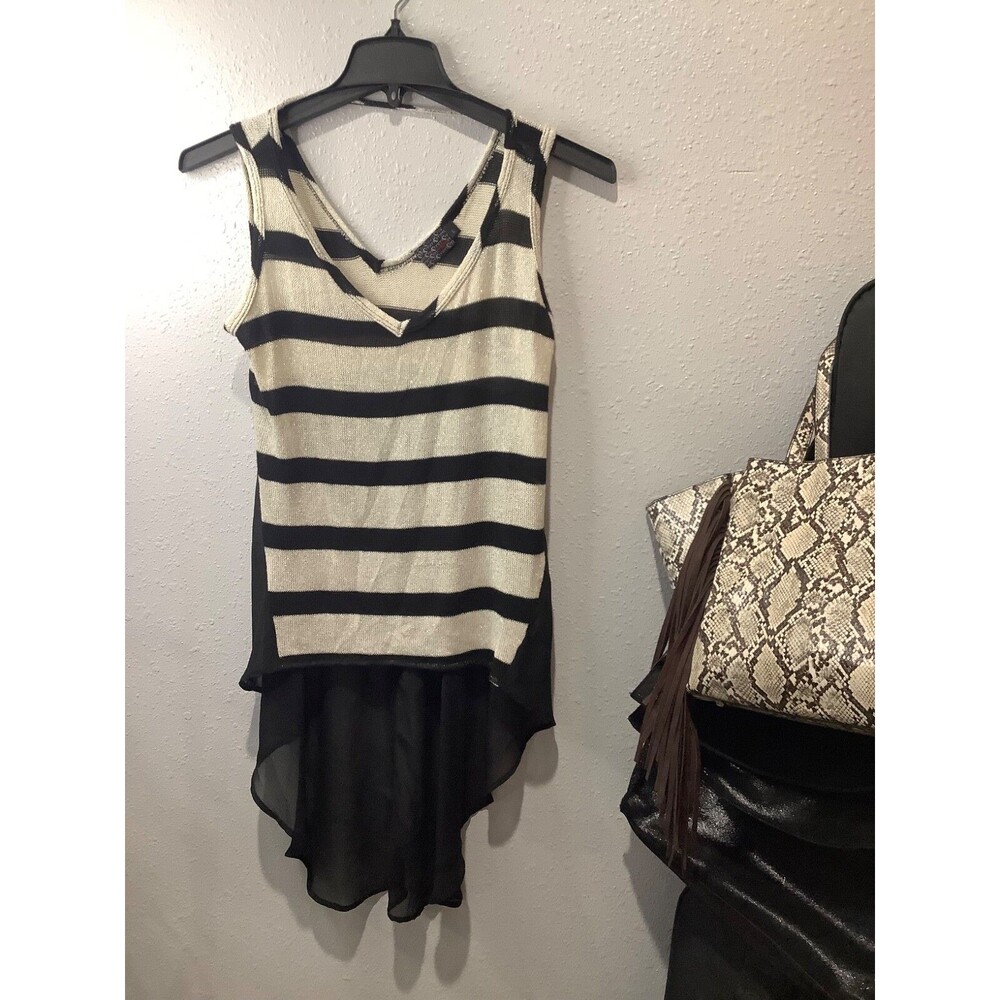 mm black and white stipe low high sleeveless medium club outting party hippie